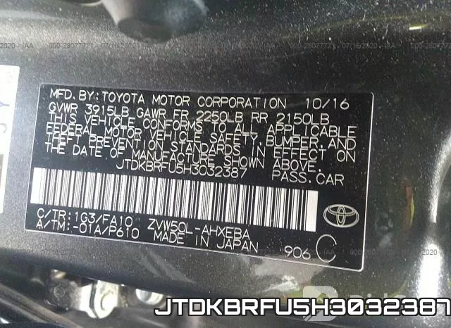 JTDKBRFU5H3032387 фото 10