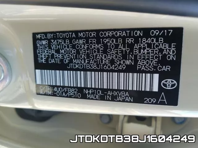 JTDKDTB38J1604249 фото 2