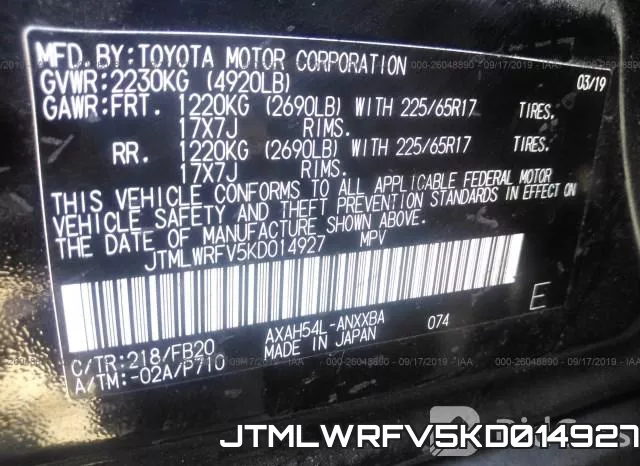 JTMLWRFV5KD014927 фото 10