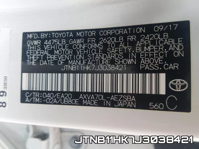 JTNB11HK7J3038421 фото 2