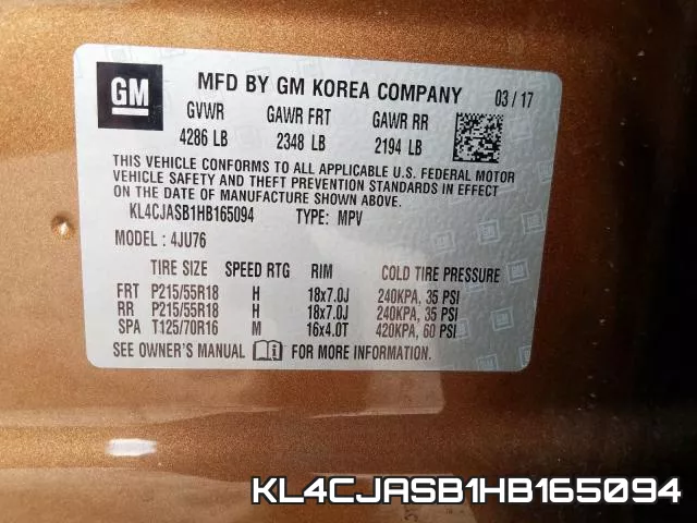 KL4CJASB1HB165094 фото 2