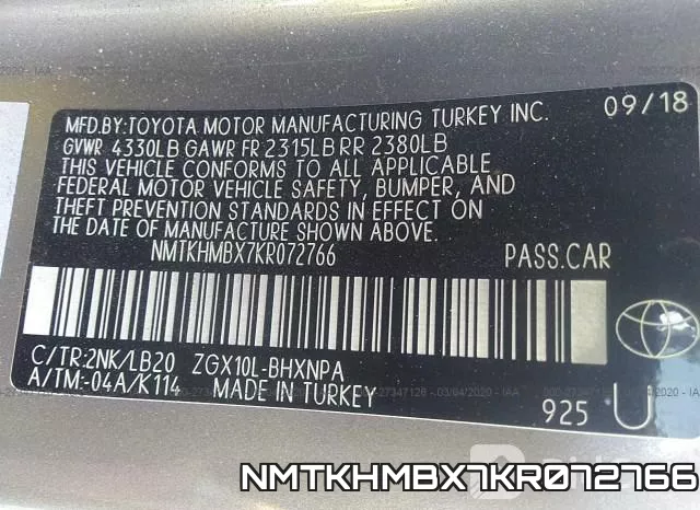 NMTKHMBX7KR072766 фото 10
