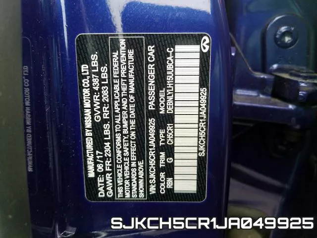 SJKCH5CR1JA049925 фото 2