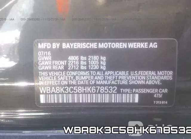 WBA8K3C58HK678532 фото 10