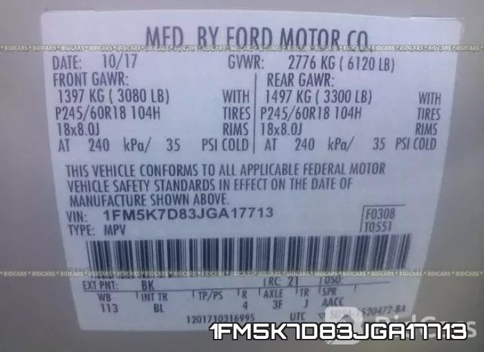 1FM5K7D83JGA17713 фото 10