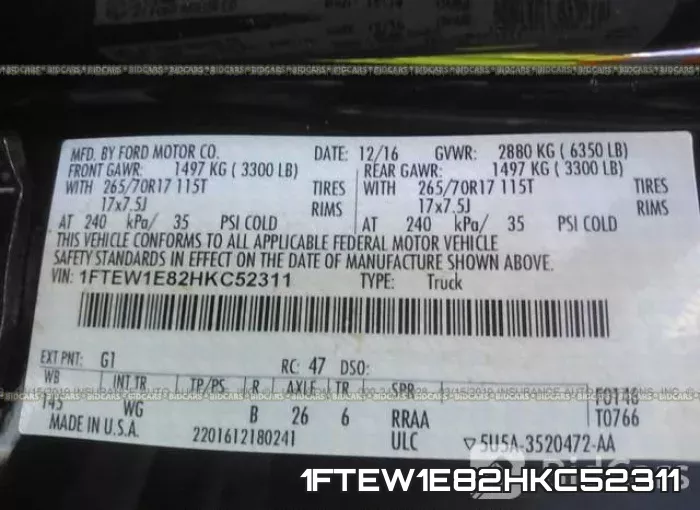 1FTEW1E82HKC52311 фото 10