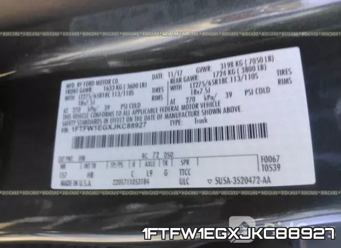 1FTFW1EGXJKC88927 фото 10