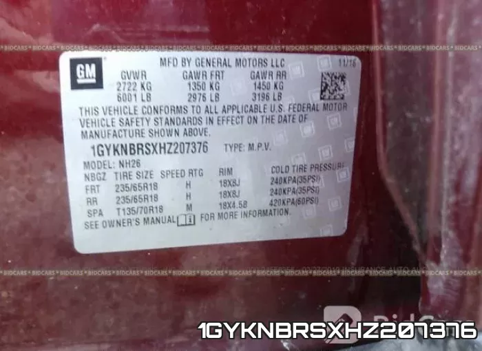 1GYKNBRSXHZ207376 фото 10