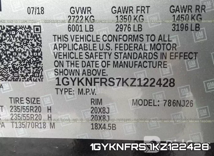 1GYKNFRS7KZ122428 фото 10