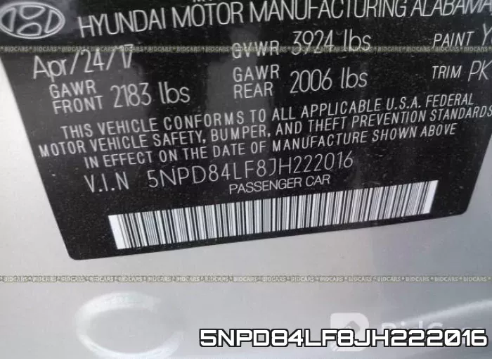 5NPD84LF8JH222016 фото 10