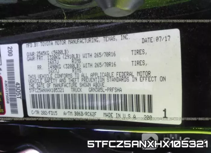 5TFCZ5ANXHX105321 фото 10