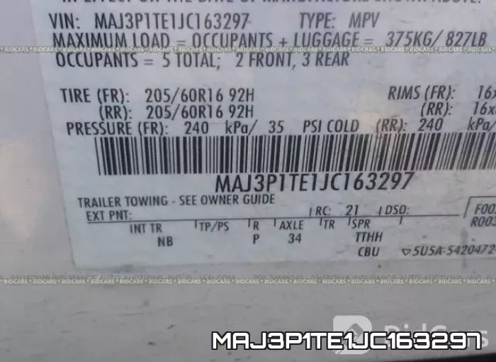 MAJ3P1TE1JC163297 фото 9