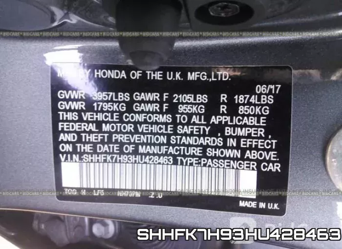 SHHFK7H93HU428463 фото 10