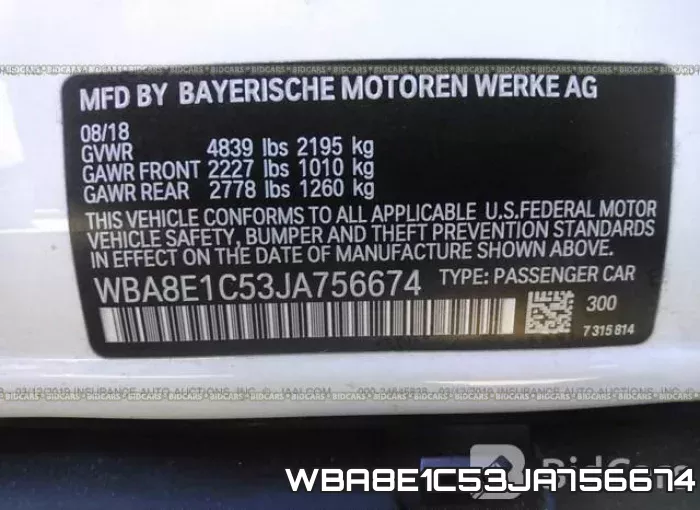 WBA8E1C53JA756674 фото 10