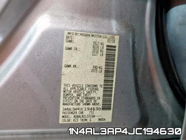 1N4AL3AP4JC194630 фото 2