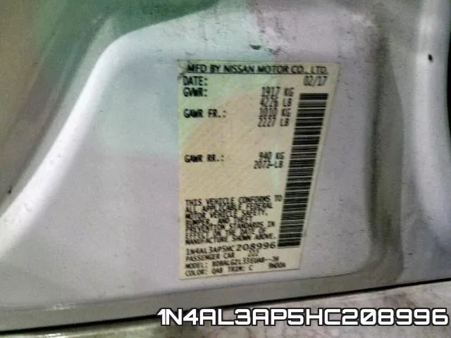 1N4AL3AP5HC208996 фото 2