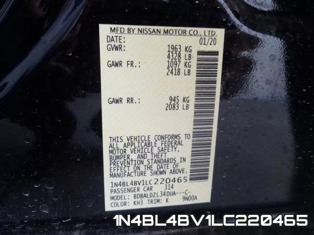 1N4BL4BV1LC220465 фото 2