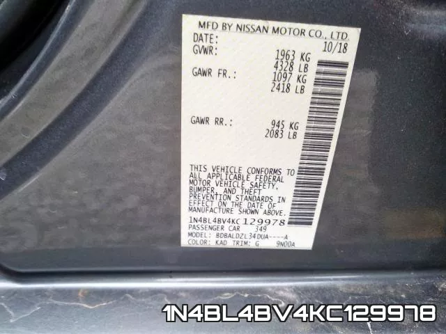 1N4BL4BV4KC129978 фото 2