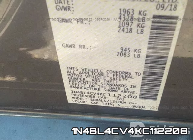 1N4BL4CV4KC112208 фото 10