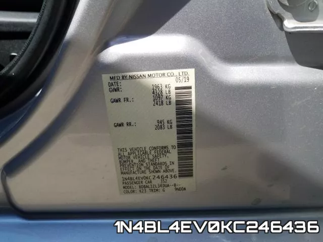1N4BL4EV0KC246436 фото 2