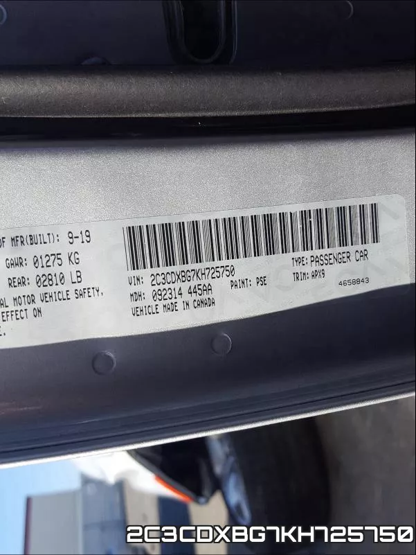2C3CDXBG7KH725750 фото 2
