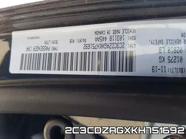 2C3CDZAGXKH751692 фото 2