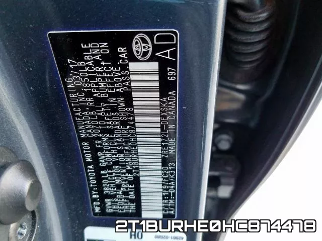 2T1BURHE0HC874478 фото 2