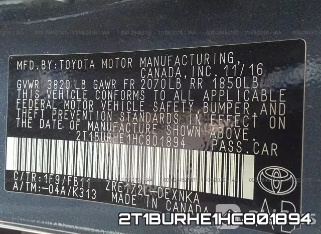 2T1BURHE1HC801894 фото 10