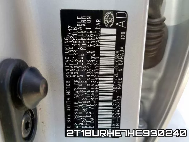 2T1BURHE7HC930240 фото 2