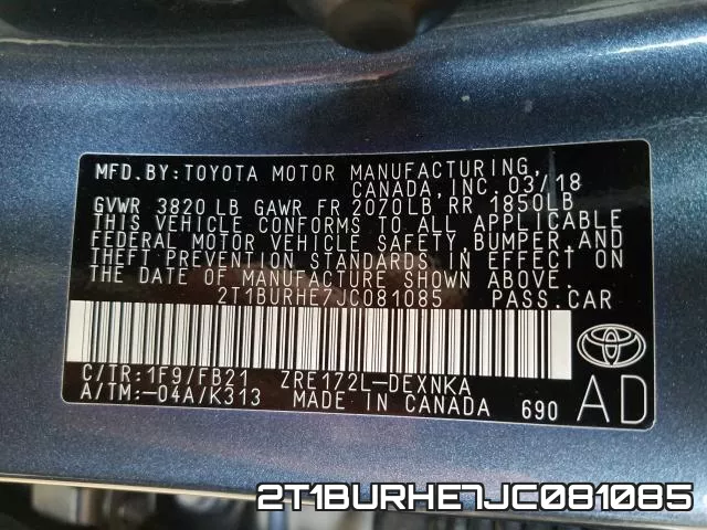 2T1BURHE7JC081085 фото 2
