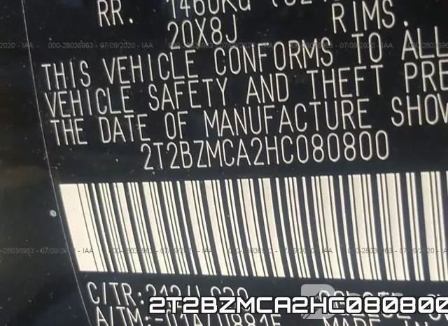 2T2BZMCA2HC080800 фото 10