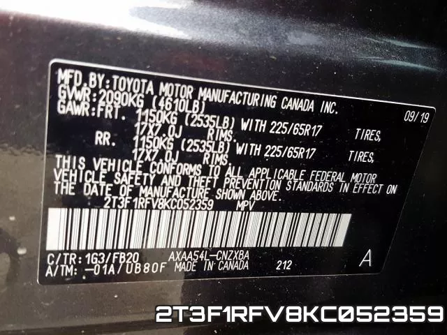 2T3F1RFV8KC052359 фото 2