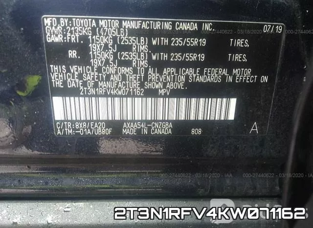 2T3N1RFV4KW071162 фото 10
