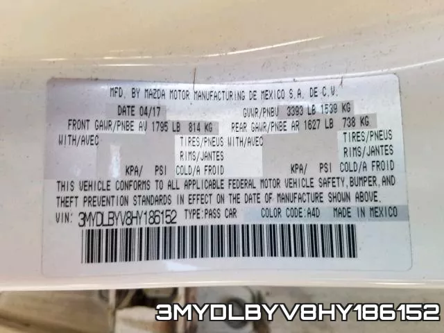 3MYDLBYV8HY186152 фото 2