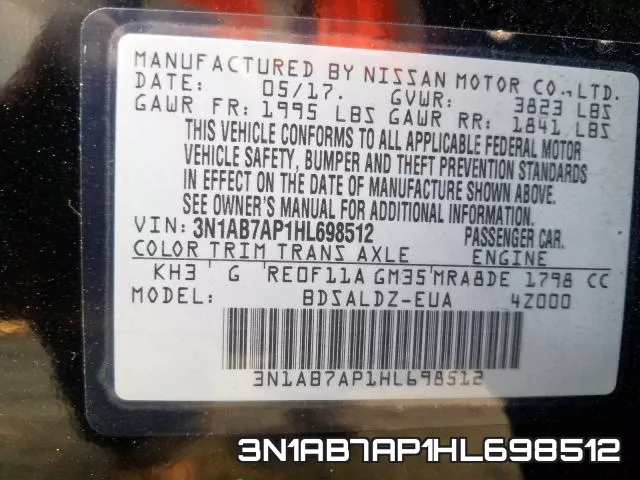 3N1AB7AP1HL698512 фото 2