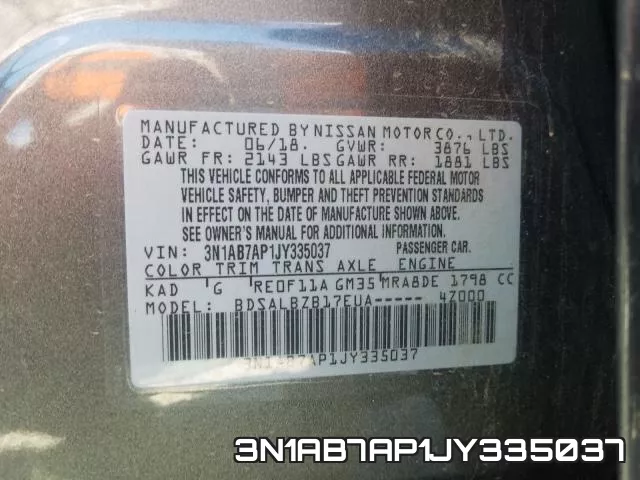 3N1AB7AP1JY335037 фото 2