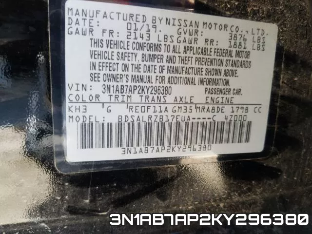 3N1AB7AP2KY296380 фото 2