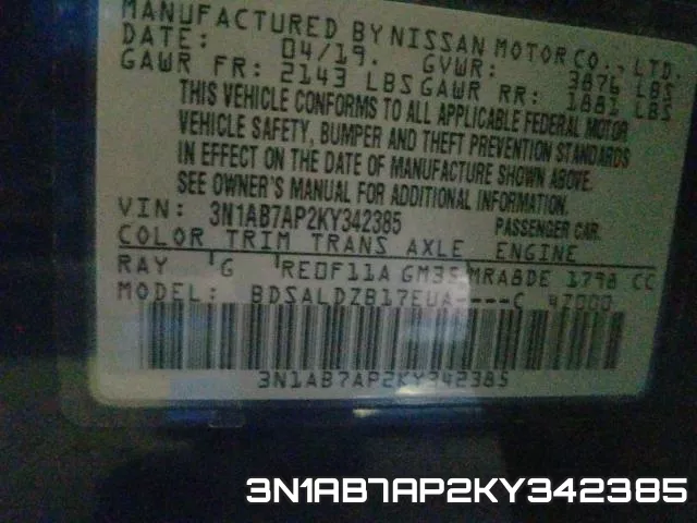 3N1AB7AP2KY342385 фото 2