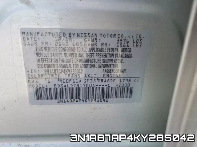 3N1AB7AP4KY285042 фото 2