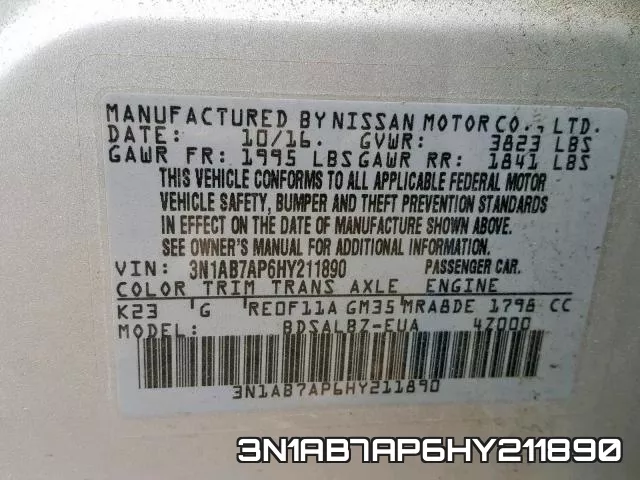 3N1AB7AP6HY211890 фото 2