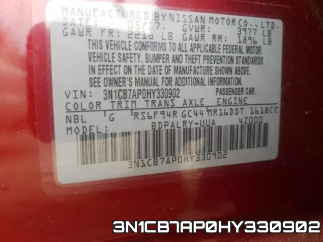 3N1CB7AP0HY330902 фото 2