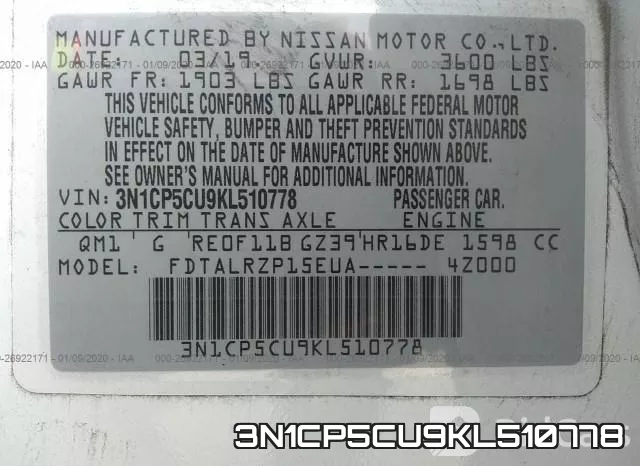 3N1CP5CU9KL510778 фото 10