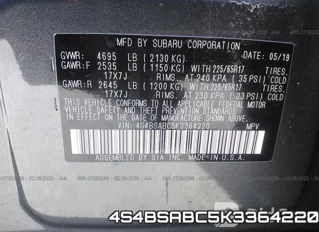 4S4BSABC5K3364220 фото 10