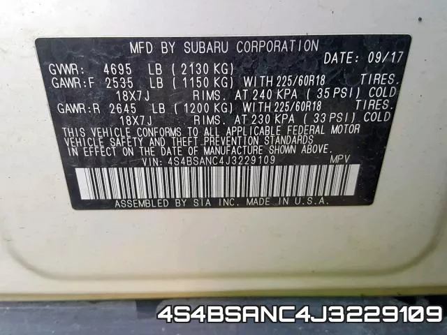 4S4BSANC4J3229109 фото 2