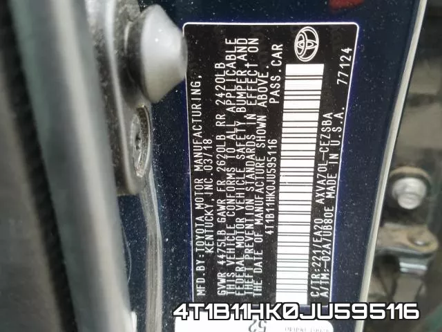 4T1B11HK0JU595116 фото 2