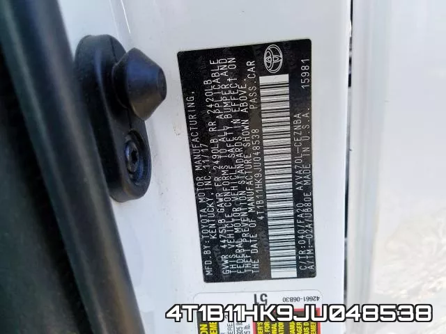 4T1B11HK9JU048538 фото 2