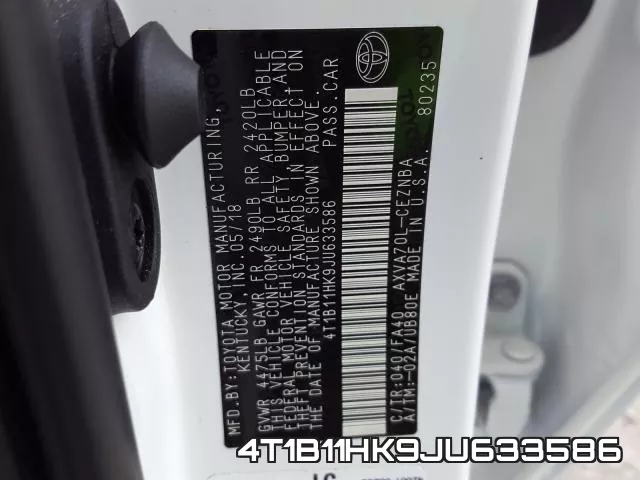 4T1B11HK9JU633586 фото 2