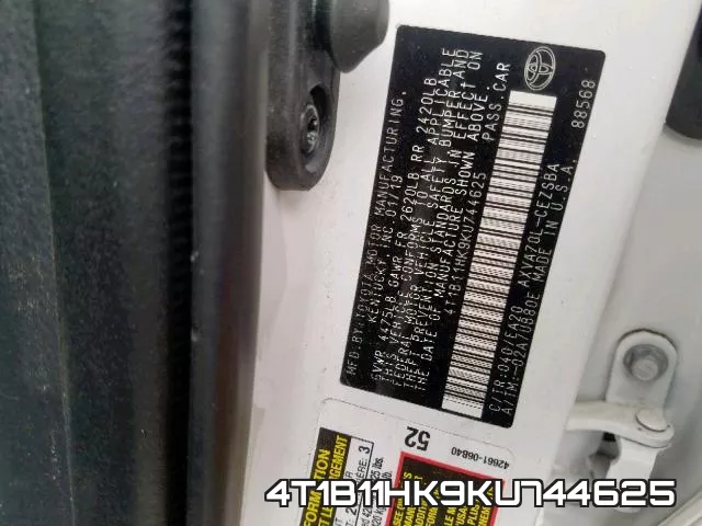 4T1B11HK9KU744625 фото 2