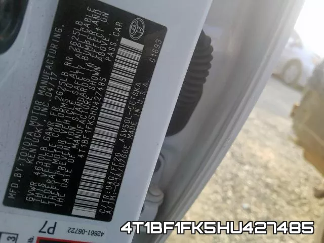 4T1BF1FK5HU427485 фото 2