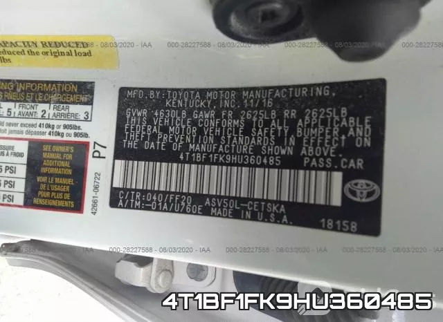 4T1BF1FK9HU360485 фото 10